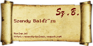Szendy Balázs névjegykártya